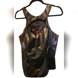 Deadly Dames Black Faux Leather Top NWT